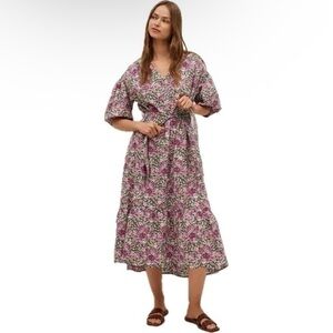 NWT MNG by Mango Cotton Midi Dress Floral Size S